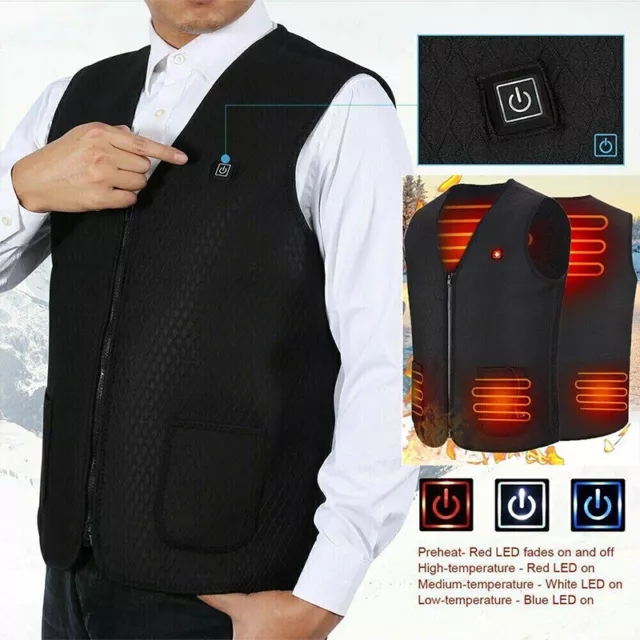 Unisex Elettrico USB Riscaldato Giacca Giubbotto Termico Gilet Corpo più Caldo