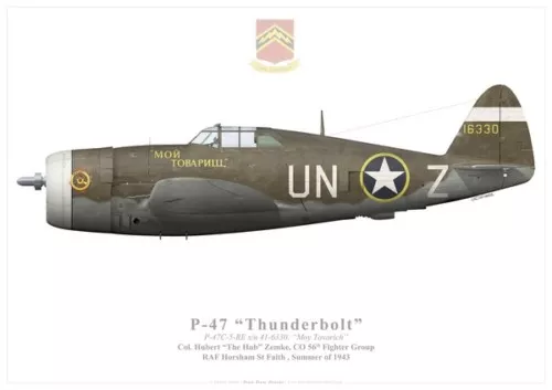 Print P-47 Thunderbolt, "Hub" Zemke, 56th FG, US Air Force (par G. Marie)