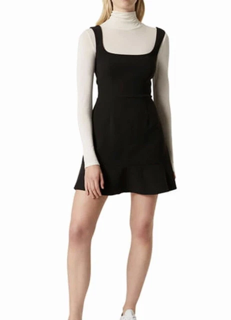French Connection Women's Square Necl Fit & Flare Dress Black Size 6