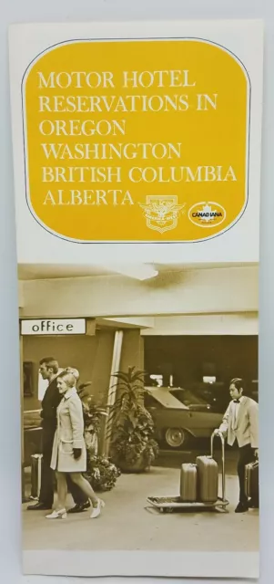 Vtg 1960s Travel Brochure Motor Hotel Reservations in OR Washington BC Alberta