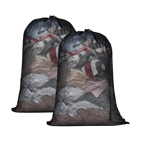 2 Pack Large Mesh Laundry Bags 24 x 35 inch Drawstring Clothing Washin