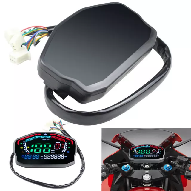 Motorcycle Speedometer Odometer Digital LED Gauge For 2-cylinder 4-cylinder Bike