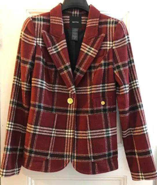 Smythe Duchess Plaid Blazer Maroon Plaid 4 slightly used 2