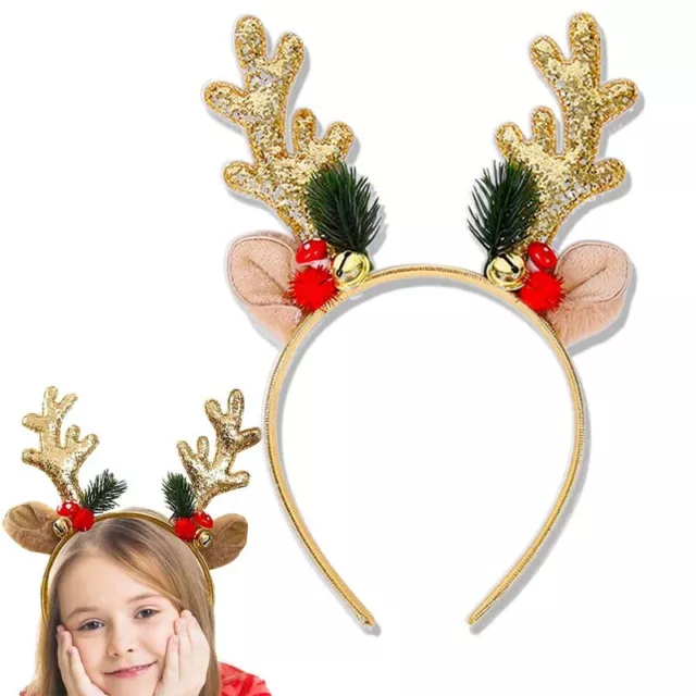 Christmas Xmas Reindeer Deer with bell Antler Ear Party Hair Band Headband