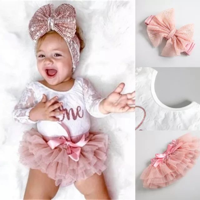Newborn Cute Baby Girl 1st Birthday Party Dress Lace Romper Tutu Skirt Clothes