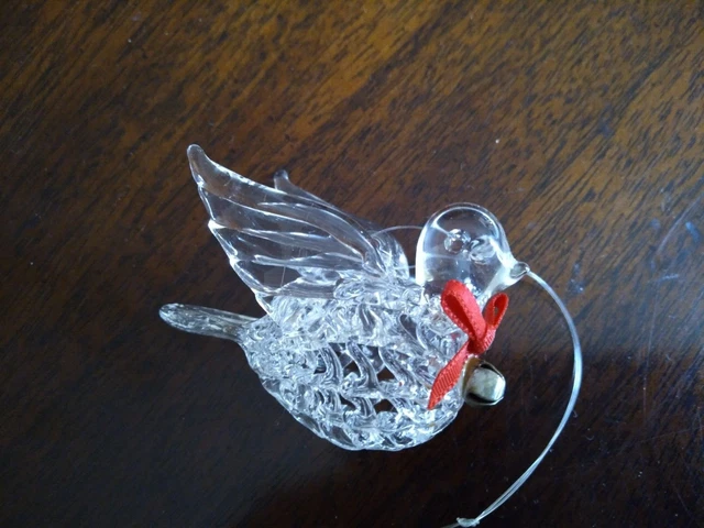 Vintage Silvestri Hand Spun Glass Ornament Bird  Christmas in original box 1 1/2