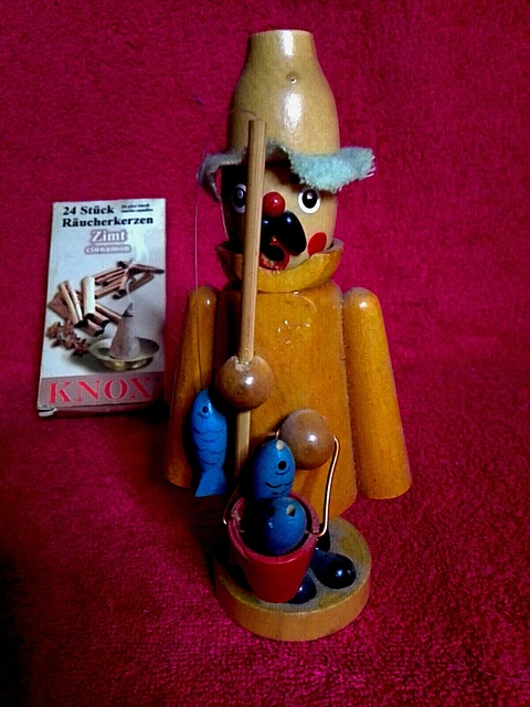 Erzgebirge Volkskunst- DDR-Räuchermännchen Fischer Angler 16cm  W-105