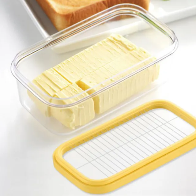 Butterdose Butterbehälter mit Cutter und Deckel aus Kunststoff, 17 x 10 x 7