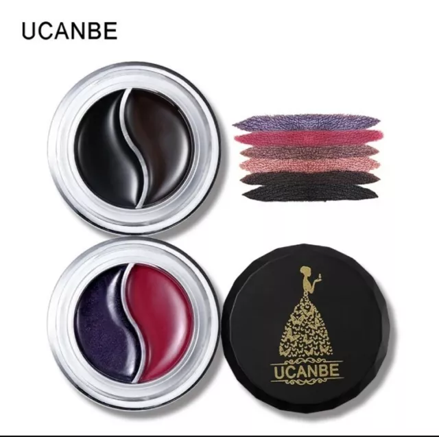 UCANBE 2 Farben Eyeliner Gel Make-up Palette mit Make-up Pinsel Schimmer matt... 2