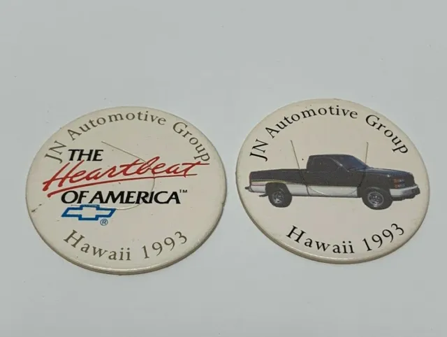 Lotto 2 Jn per Auto Gruppo Chevrolet Pog Hawaii Latte Tappo Vtg Pubblicità 1993