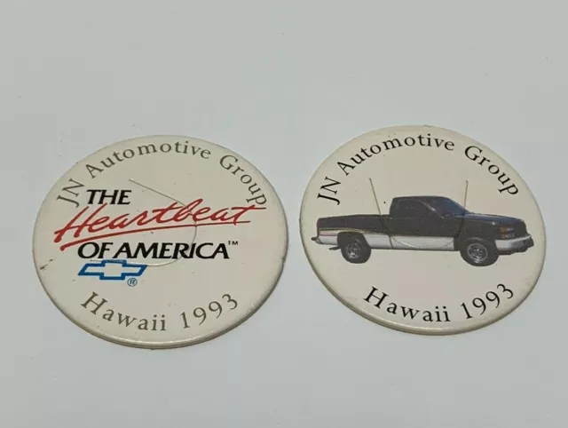 Lotto 2 Jn per Auto Gruppo Chevrolet Pog Hawaii Latte Tappo Vtg Pubblicità 1993