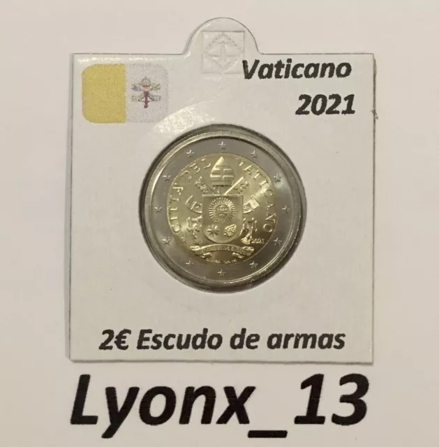 2 Euros Vaticano 2021 BU Escudo De Armas Del Papa Francisco De Cartera Oficial