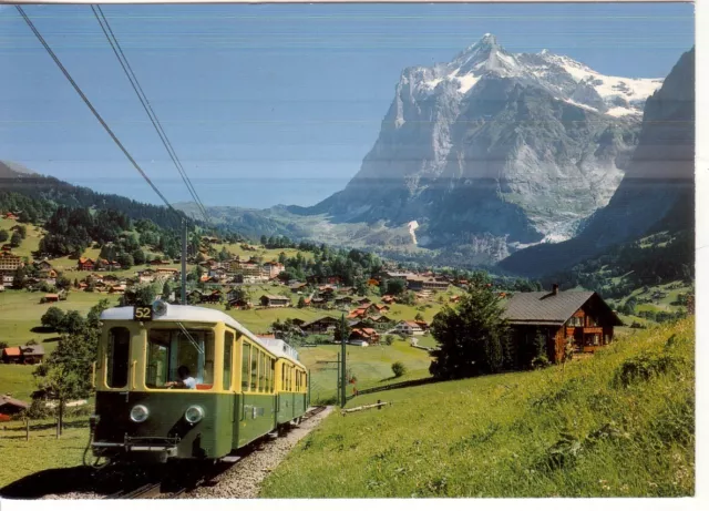 Postkarte - Eisenbahn in der SCHWEIZ , GRINDELWALD mit Matterhorn