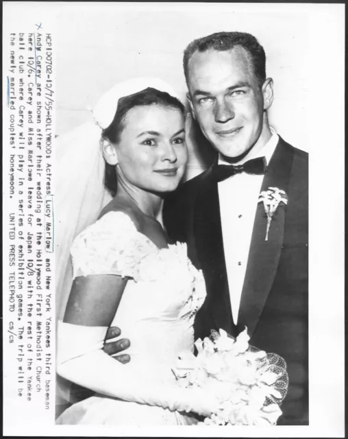 New York Yankee Andy Carey 1955 Original Press Photo Actress Lucy Marlow