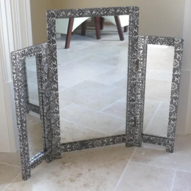 Blackened Silver Embossed Dressing Table Mirror Vanity Mirror Bedroom