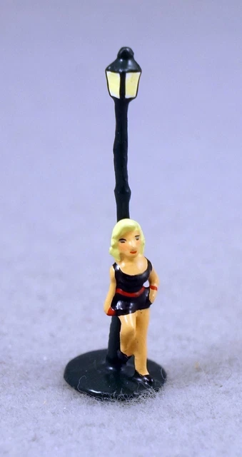 J Carlton Gault French Miniature Figurine Paris Street Lamp with Girl