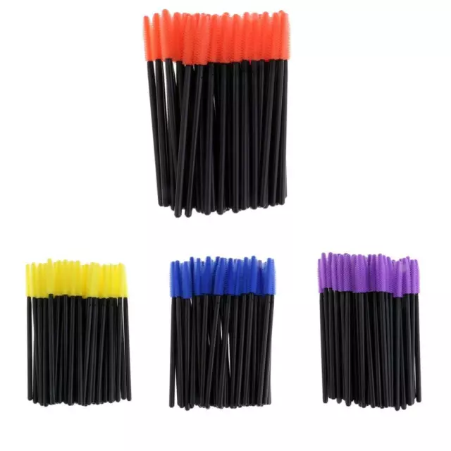 50Pcs Silicone Head Disposable Mascara Wands Eyelash Brushes Applicator Tool