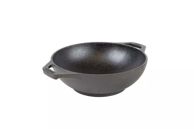 15.9cm Seasoned Fonte Mini Wok avec Double Poignées - Noir