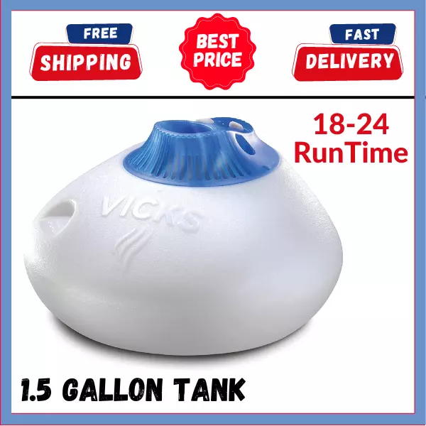 Vicks Warm Steam Vaporizer, Small to Medium Rooms for Baby&kids 1.5 Gallon Tank