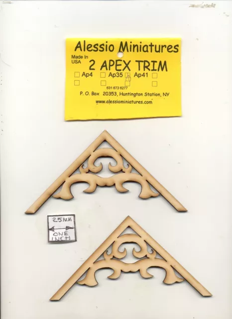 Apex Trim - AP41 wooden dollhouse miniature 1:12 scale USA made 2pcs