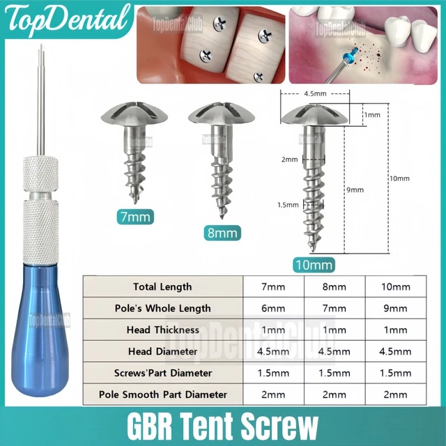 thumbnail image 2 of Dental GBR Thread Tent Screw Kit – Membrane Bone Regeneration Pins & Driver 2 of 4