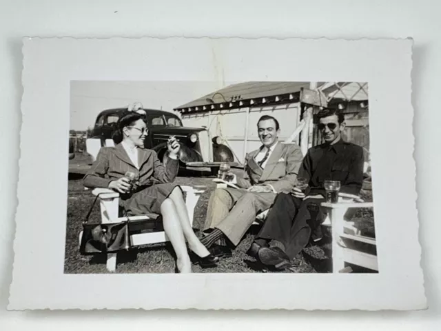 FOUND PHOTO Photograph Snapshot Cool Hipsters Smoking & Coke Coca Cola Glasses 2