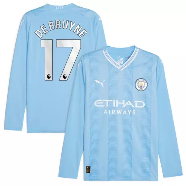 Manchester City Men's Shirt (Size S) Puma Football Home LS Top - KDB 17- New