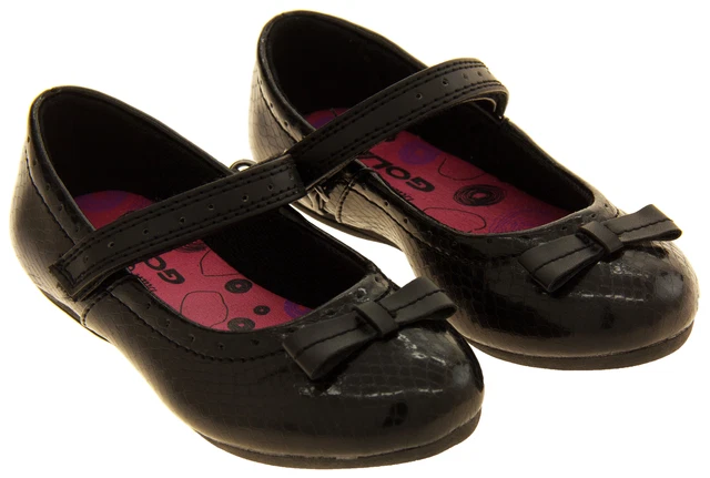 Bambine Gola Nero Mary Jane Balletto per la Scuola Scarpe con Fiocco