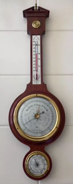 21” Tall Swift English Movement Wood Barometer Compensated thermometer Vintage