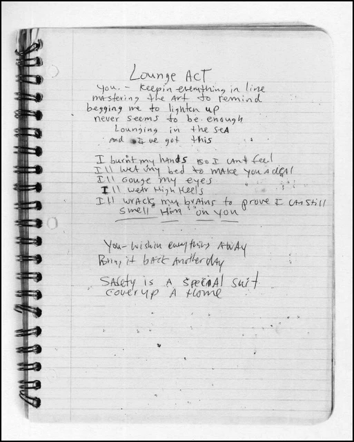 NIRVANA POSTER PAGE Kurt Cobain Hand Written Lounge Act Original Lyrics ...