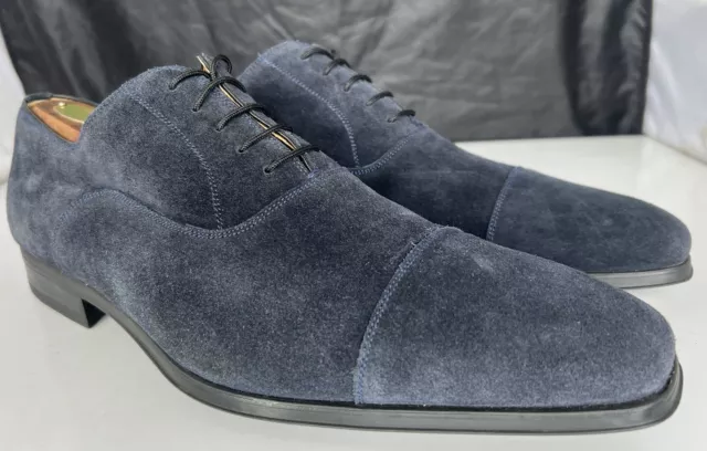 Magnanni Men's Federico Cap Toe Oxford Blue Suede Dress Shoes US 9.5M