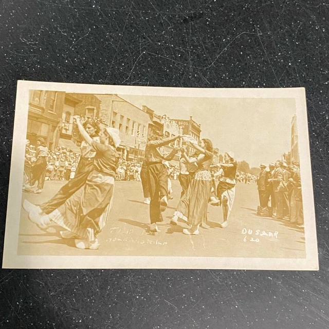 Tulip Time Holland Michigan RPPC Dutch Festival Postcard 1930s Vintage 2