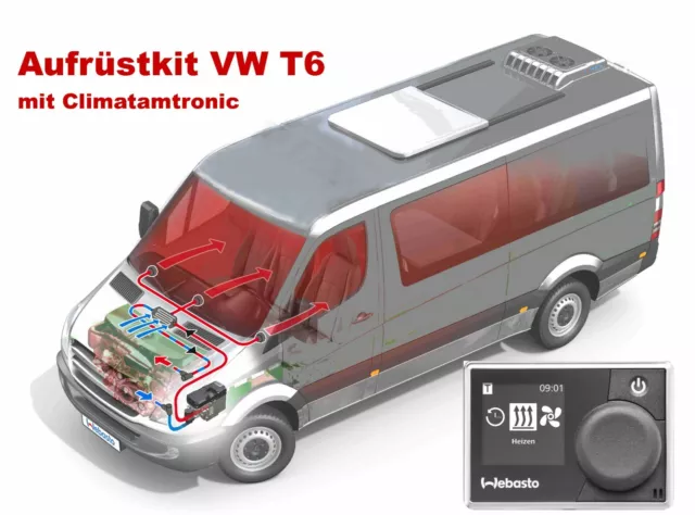 Webasto Aufrüstkit VW T6 Climatronic,Einbausatz + Vorwahluhr,1324103B , 9029783C