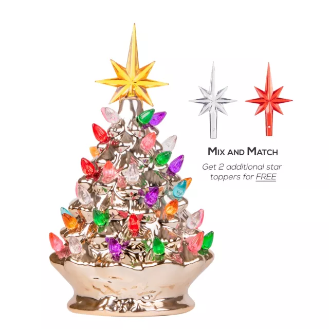 RJ Legend (Brand Owner) 9.6-Inch Light Champagne Silver  Ceramic Christmas Tree