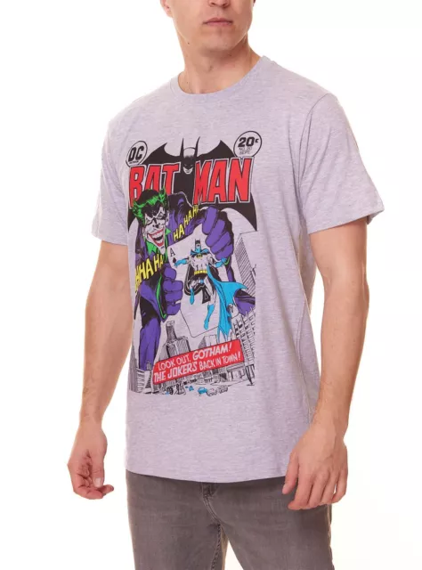 DC Comics Herren Batman Shirt T-Shirt mit The Joker Aufdruck 012763 Grau/Bunt