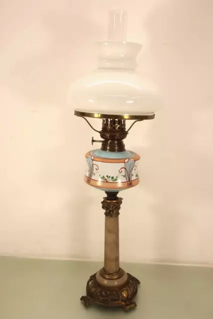 Antike Jugendstil Petroleumlampe mit 20er Matador Flammscheiben Brenner