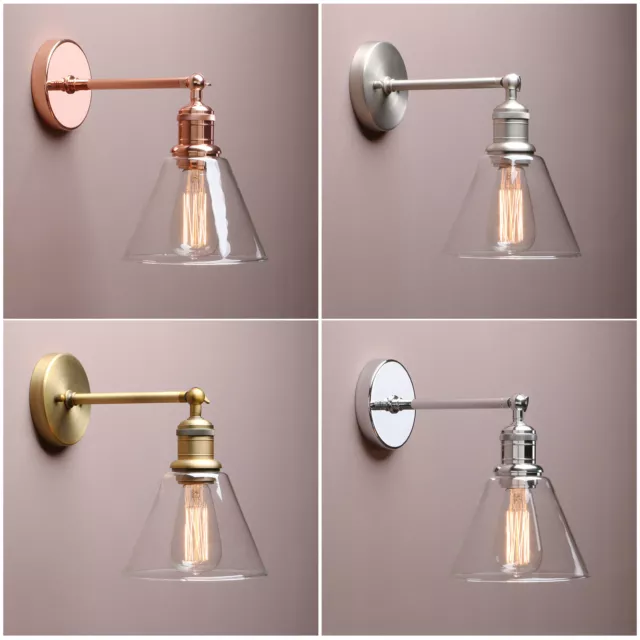 7.3" Funnel Clear Glass Retro Industrial Wall Lamp Sconce Loft Bathroom Lighting