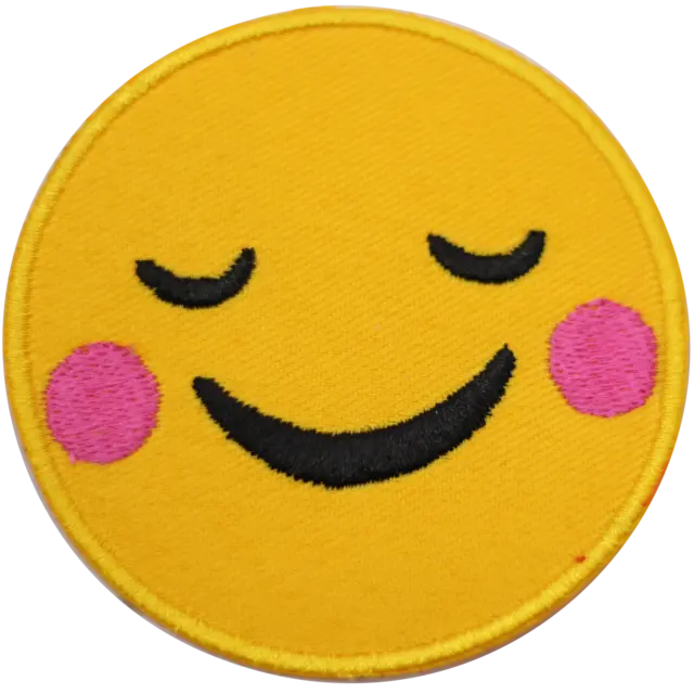 Lächelnd Gesicht Mit Erröten Emoji Bestickt Aufbügeln Aufnäher Für Clothes7cm