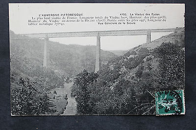 Old postcard of the viaduct fages-general view of the sioule