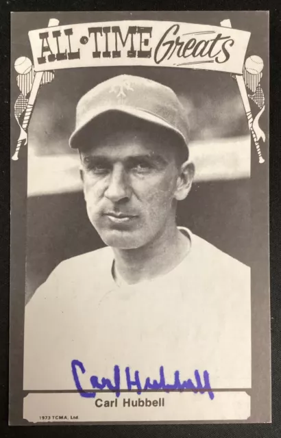 Carl Hubbell Signed TCMA All Time Greats NY Giants Postcard Baseball HOF TPG