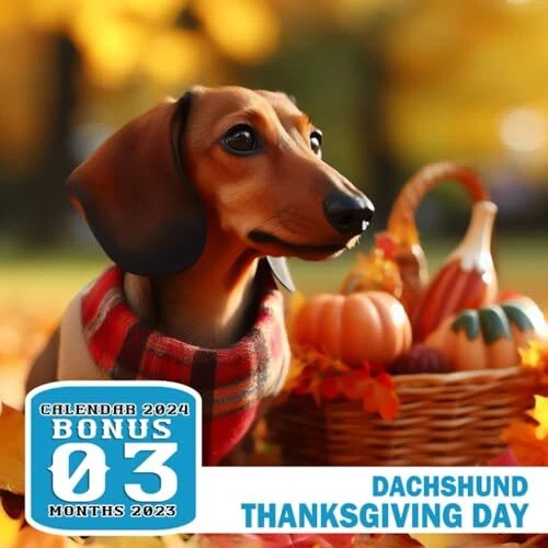 DACHSHUND THANKSGIVING DAY Calendar 2025 Jan 2025 to Dec 2025 Bonus 3