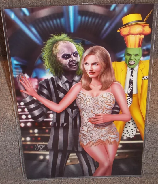 Beetlejuice vs The Mask Glossy Art Print 11 x 17 In Hard Plastic Sleeve