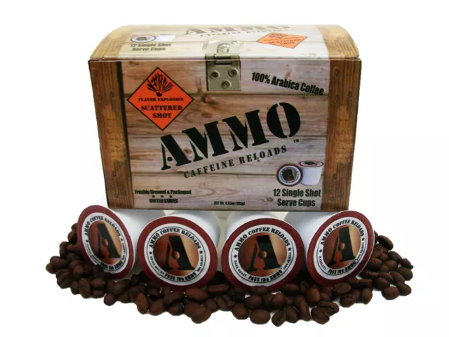 AMMO Coffee Single Serve pods 12 Count Gourmet Dark Roasted Arabica Beans usa