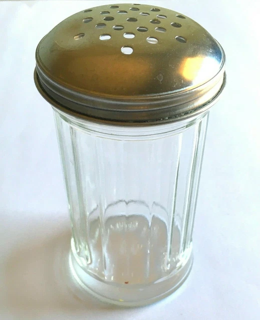12 oz Glass Cheese Pepper Flake Shaker with Steel Perforated Top by Tezzorio