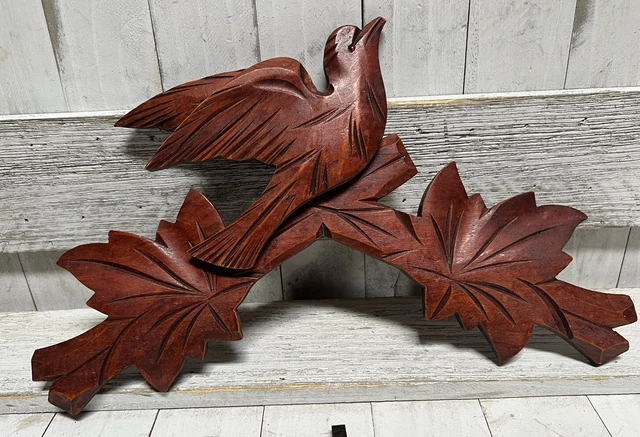 Vintage Cuckoo Clock Wood Bird Top Trim And Pendulum