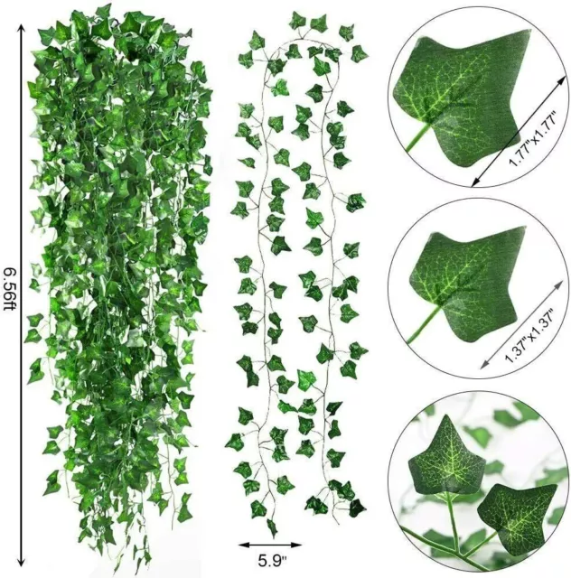 12 PCS Artificial Ivy Leaf Plants Fake Hanging Garland Plants Vine Home  Decor US