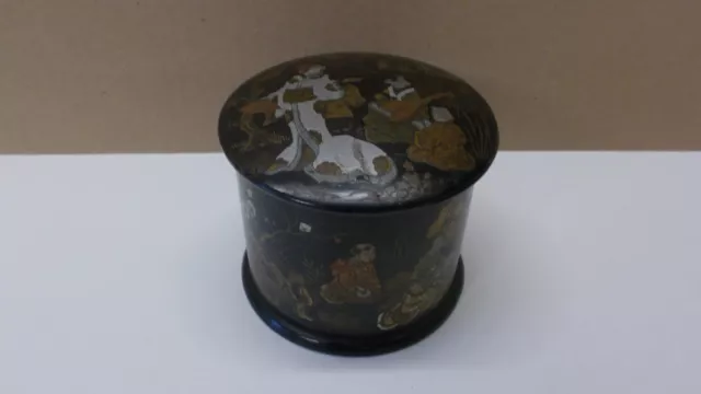 Ancienne Petite Boite en Carton Bouilli Joli Décor Japonisant Napoléon III 19ème