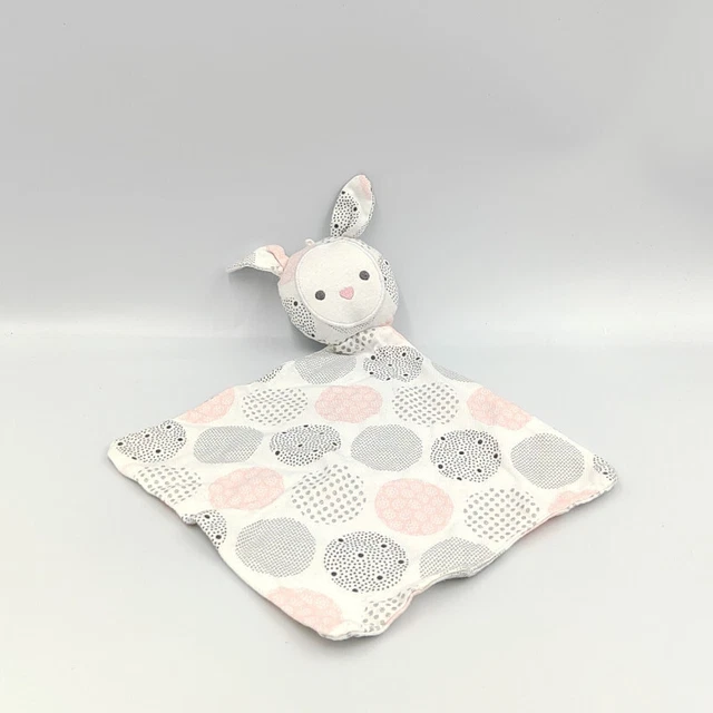 Doudou plat lapin gris blanc rose cercles OBAIBI - 29529