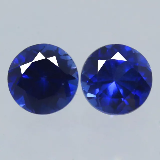 Certifié Naturel Ceylan Bleu Saphir 5x5 MM Rond Paire non Chauffé Desseré Gemme