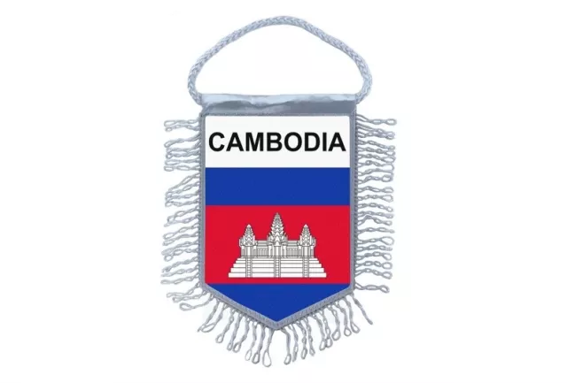 Mini banner flag pennant window mirror cars country banner cambodia